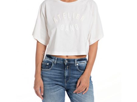 Replay Women s Atelier Replay cropped T-shirt with Print Online Hot Sale