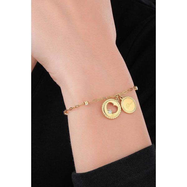 Police Amour Gold Plated Ladies Bracelet With Charms and Crystals Fashion