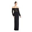 Theia Women s Adrina Shoulder Gown Black Dress For Sale