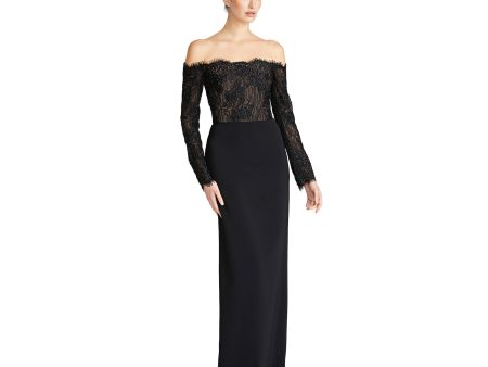 Theia Women s Adrina Shoulder Gown Black Dress For Sale