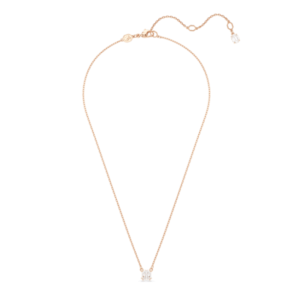 Swarovski Stilla necklace pendant Square cut, White, Rose gold-tone plated Fashion