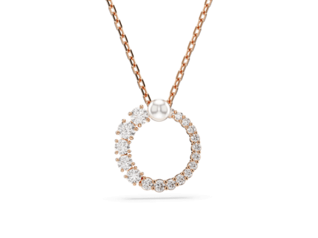 Swarovski Matrix necklace pendant Crystal pearl, Round cut, White, Rose gold-tone plated Hot on Sale