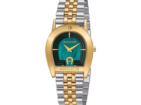 Aigner Varese Ladies Green Dial Stainless Steel Gold Plated Case & Bracelet Watch Online