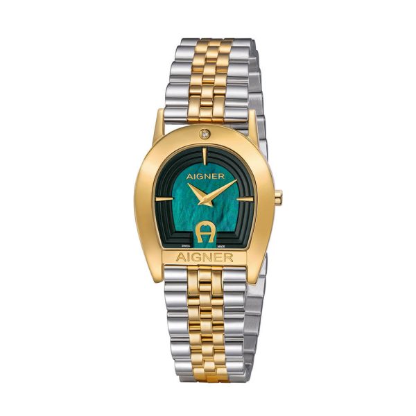 Aigner Varese Ladies Green Dial Stainless Steel Gold Plated Case & Bracelet Watch Online