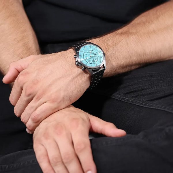 Police Malawi Gents Blue Dial Stainless Steel IP Gun Watch Sale