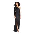 Theia Women s Tori Dropped Shoulder Gown Black Dress Fashion