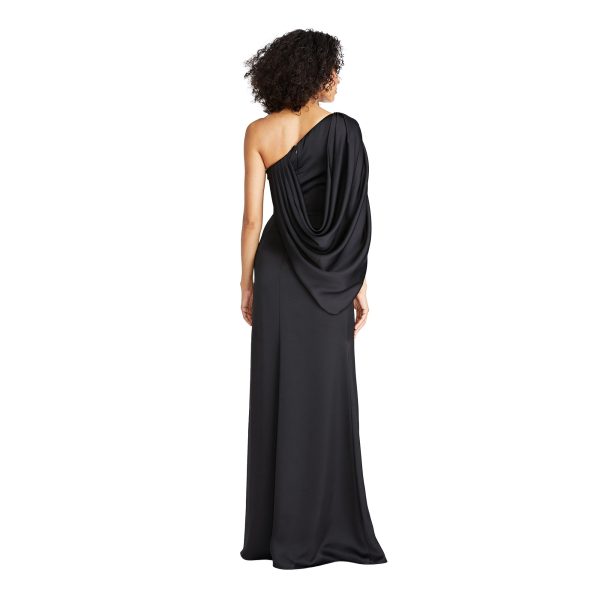 Theia Women s Tori Dropped Shoulder Gown Black Dress Fashion