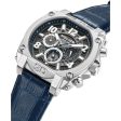 Police Norwood Gents Chronograph Charcoal Dial Silver Blue Leather Strap Watch Discount