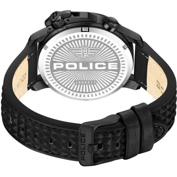 Police Automated Gents Black Dial Black Case Black Leather Strap Watch For Cheap