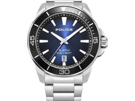 Police Thornton Gents Blue Dial Stainless Steel Silver Watch Watch Fashion