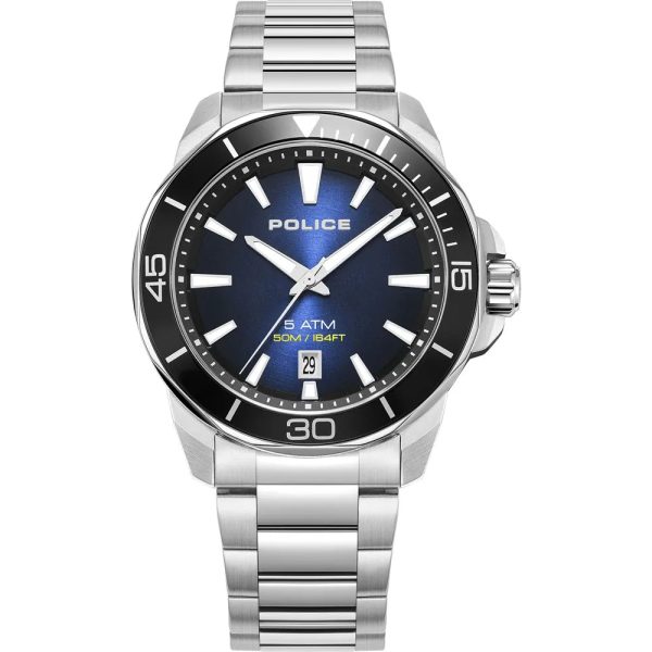 Police Thornton Gents Blue Dial Stainless Steel Silver Watch Watch Fashion