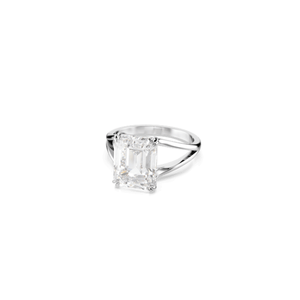 Swarovski Stilla Cocktail Ring, Octagon cut, White, Rhodium plated Online now