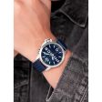 Police Automated Gents Blue Dial Silver Case Blue Leather Strap Watch For Sale