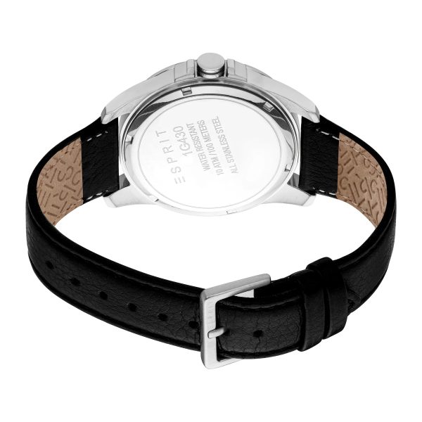 Esprit Leo III Gents White Dial Silver Stainless Steel Case Black Leather Strap Watch Online