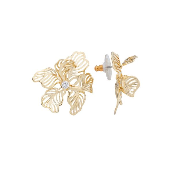 Les Nereides Openwork Petal Iris Post Earrings on Sale