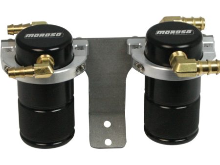 Moroso 04-07 Subaru STi (w Front Mount Intercooler) Air Oil Separator Catch Can - Billet Alum -Black For Sale