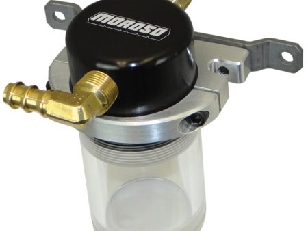 Moroso Universal Air Oil Separator Catch Can - Small Body w o Drain - Billet Alum - Blk Clear Bottom Discount