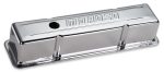 Moroso Chevrolet Small Block Valve Cover - w Baffle - Stamped Steel Chrome Plated - Pair Sale