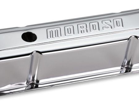 Moroso Chevrolet Small Block Valve Cover - w Baffle - Stamped Steel Chrome Plated - Pair Sale