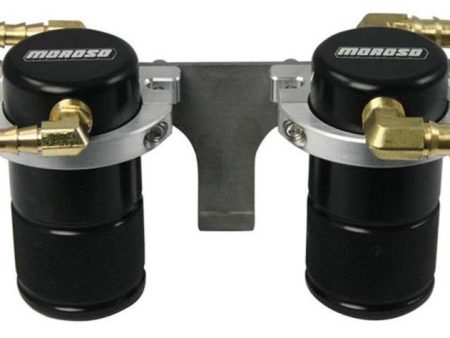 Moroso 08-14 Subaru STi (w Front Mount Intercooler) Air Oil Separator Catch Can - Billet Alum -Black Online Sale