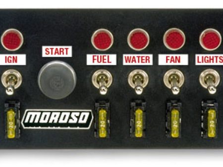 Moroso Toggle Switch Panel - Drag Race - 4in x 7.75in - Five On Off Switches Sale