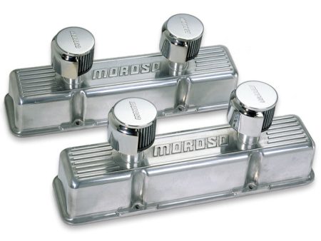 Moroso Chevrolet Small Block Valve Cover - 2 Covers w 2 Breathers - Polished Aluminum - Pair Hot on Sale