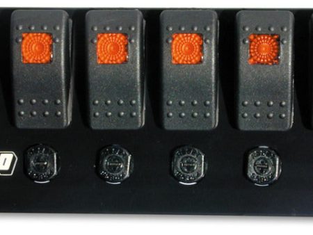 Moroso Rocker Switch Panel - Flat Surface Mount - LED - 3-3 8in x 8in - Five On Off Switches Sale