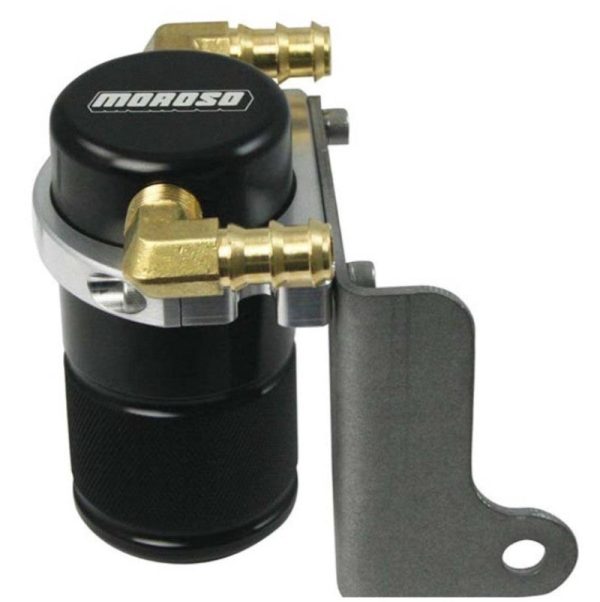 Moroso 06-Up Dodge Charger Challenger 6.1L Air Oil Separator Catch Can - Billet Aluminum - Black Supply