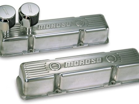 Moroso Chevrolet Small Block Valve Cover - 1 Cover w 2 Breathers at Front - Polished Aluminum - Pair Online Hot Sale