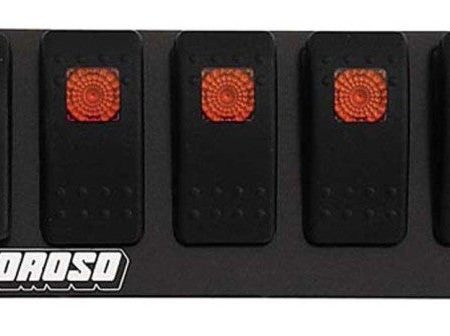 Moroso Rocker Switch Panel - Flat Surface Mount - LED - 2.488in x 6.695in - Five On Off Switches For Cheap