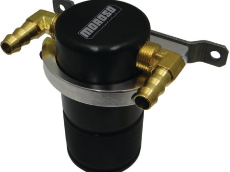 Moroso Universal Air Oil Separator Catch Can - Small Body w o Drain - Billet Aluminum - Black Finish on Sale