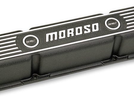 Moroso Chevrolet Small Block Valve Cover - 3.5in - Black Finished Aluminum - Pair For Sale