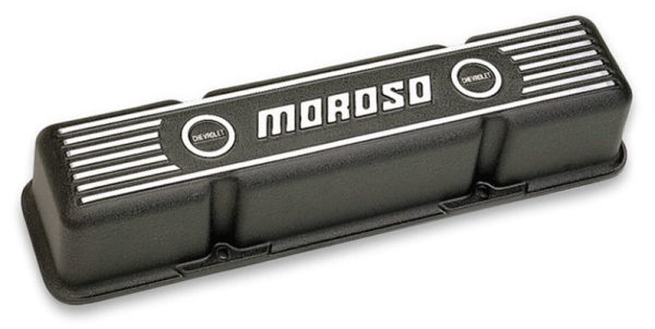 Moroso Chevrolet Small Block Valve Cover - 3.5in - Black Finished Aluminum - Pair For Sale