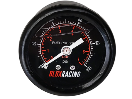 BLOX Racing Liquid-Filled Fuel Pressure Gauge 0-100psi (Black Face) For Cheap