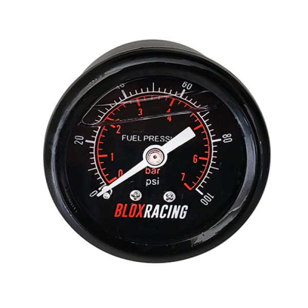 BLOX Racing Liquid-Filled Fuel Pressure Gauge 0-100psi (Black Face) For Cheap