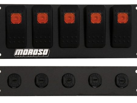 Moroso Rocker Switch Panel - Flat Surface Mount - LED - 2.488in x 6.695in - Five On Off Switches Online Hot Sale