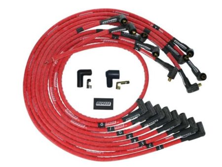 Moroso SBC Under Header 90 Deg Plug Non-HEI Sleeved Ultra Spark Plug Wire Set - Red Discount